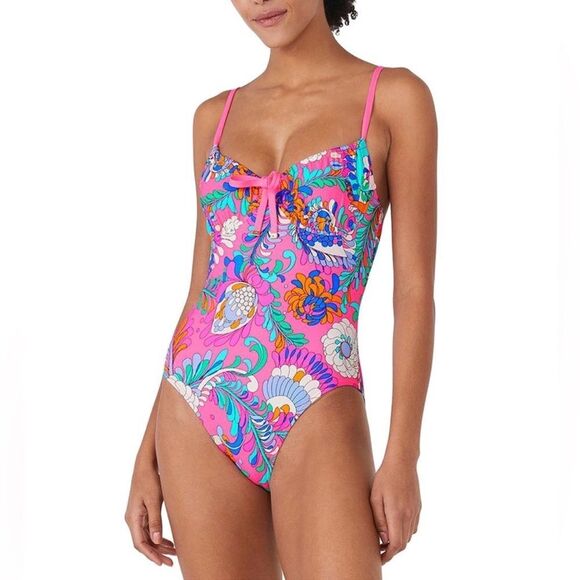 Kate Spade Cinch Front Underwire One Piece Swimsuit - Picture 2 of 12